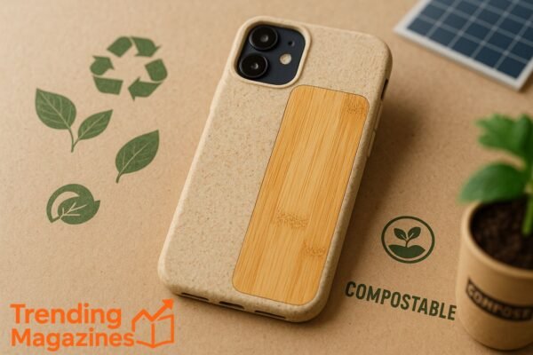 Eco-friendly bamboo case for iPhone 11 Pro, featuring a sleek design and natural wood finish.